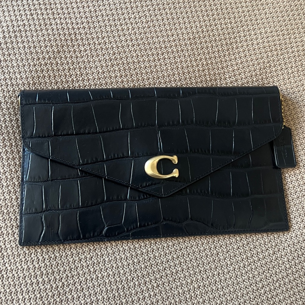 NWT Emboss Croc Envelope Clutch from Coach